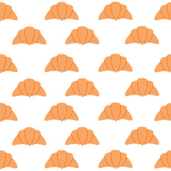 Seamless pattern croissant hand drawn