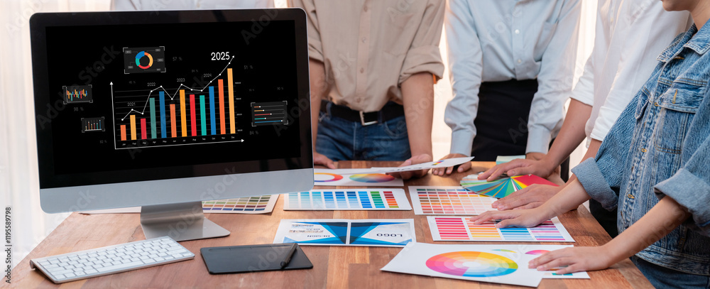 Leinwandbilder business data dashboard provide business intelligence analytic for marketing strategy planning brisk