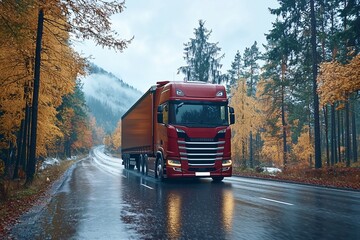 Obraz premium Loaded European truck on motorway
