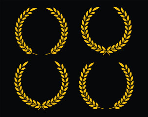 Golden laurel wreaths icon frames of the winner Award sign