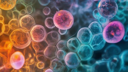 Translucent layers revealing hidden depths of cellular activity