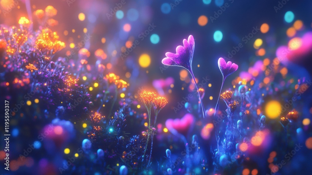 Aufkleber explore a magical microscopic ecosystem teeming with vibrant friendly microbes and enchanting flora.