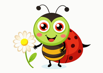 Cute Cartoon Turtle with Big Eyes and Happy Expression in Vibrant Colors