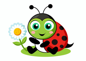 Cute Cartoon Turtle with Big Eyes and Happy Expression in Vibrant Colors