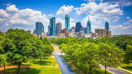 Tableaux sur Plexiglas Stunning Philadelphia Skyline View from Lush Green Park