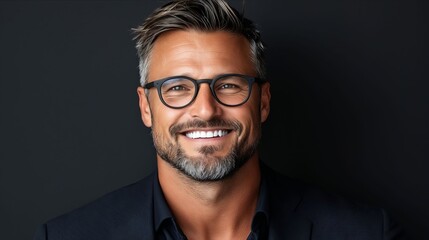 Obraz premium A man with glasses smiling at the camera