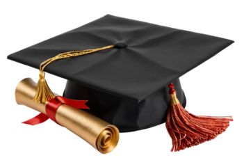 graduation cap with diploma