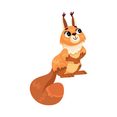 Funny Squirrel Animal Character with Bushy Tail Sit Vector Illustration
