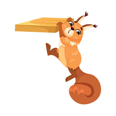 Funny Squirrel Animal Character with Bushy Tail Hanging Vector Illustration
