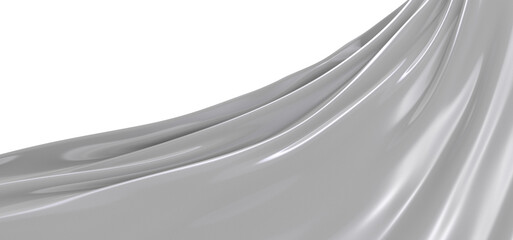 Close-up image of a white fabric, showcasing its texture and flowing drapes. The folds and curves of the material create a mesmerizing abstract pattern