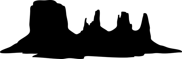 Silhouette of Iconic Rock Formations: A striking black vector image ideal for outdoor adventure themes and travel promotions.