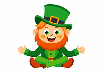 Cheerful Cartoon Leprechaun with Green Top Hat and St. Patrick's Day Theme