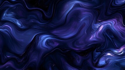 Fototapeta premium Abstract swirling dark blue purple liquid texture background. AI Generated