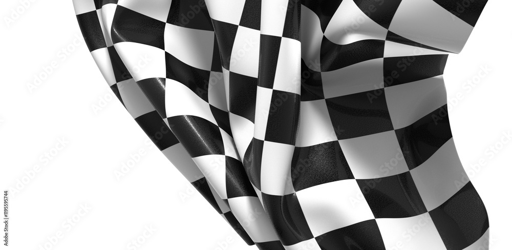 Aufkleber the checkered flag waves in the air signaling the end of the race