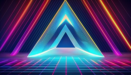 Fototapeta premium futuristic abstract background with neon triangles