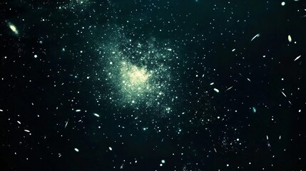 Obraz premium Stunning Teal Galaxy Cluster Deep Space Nebula Cosmic Background