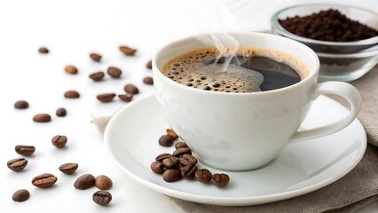 Obraz premium cup of coffee isolated on white background cutout