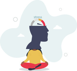 Fototapeta premium Stress and anxiety level, exhausted and fatigue from work causing depressed and mental illness concept.flat characters.
