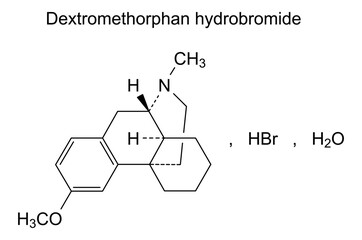 Chemical structure of dextromethorphan hydrobromide, drug substance