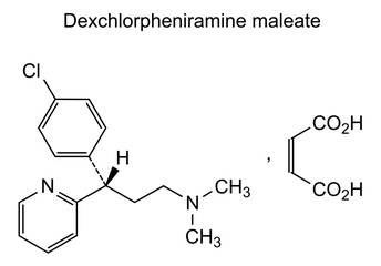Chemical structure of dexchlorpheniramine maleate, drug substance