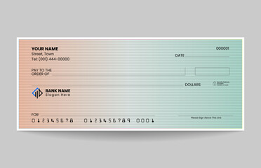 Blank check or bank cheque design in vector format.