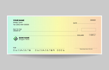 Blank check or bank cheque design in vector format.