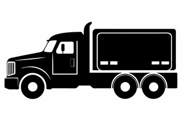 Detailed Semi-Truck Line Drawing Vector