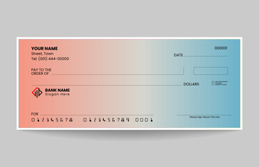 Blank check or bank cheque design in vector format.