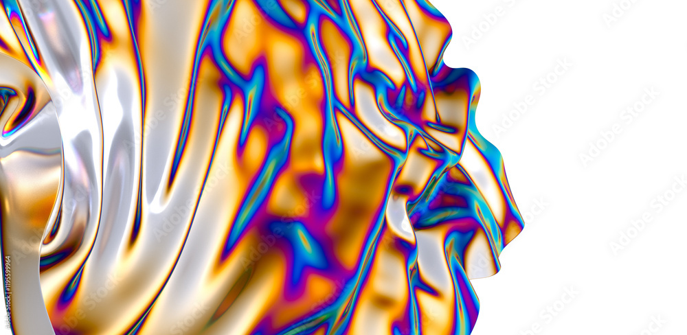 Poster Metallic fabric drapes and shimmers in a mesmerizing display of color and texture