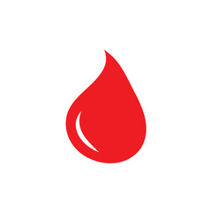 Drop of blood. Minimalistic red droplet icon symbolizing blood donation or liquid on a white background