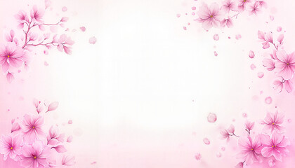 Obraz premium Pink watercolor background with cherry blossom branches