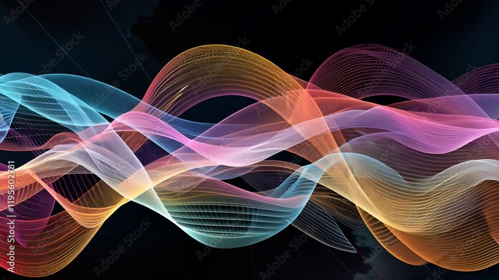 Aufkleber colorful abstract waves dynamic design of fluid motion and energy, showcasing creativity in digital 