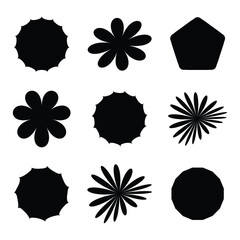 Black Decorative star and shape design collection and white background