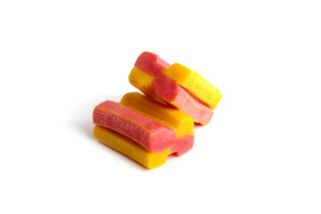 Two retro chewing gums lie on a white background.