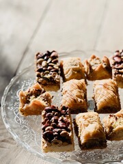 Artisanal Sweets Tray Featuring a Variety of Traditional Middle Eastern Flavors.