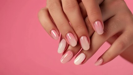 Manicure video on pink background. Great for beauty blogs, beauty salons and nail polish ads.
