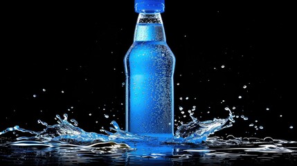 A bottle of blue water 