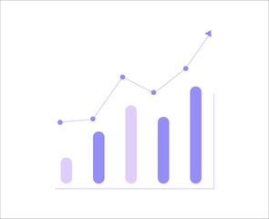 Bar Chart With Growth Arrow In Flat Vector Illustration Symbolizing Business Analytics, Financial Growth, And Performance Metrics, Isolated On White Background.