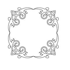 Floral Design A classic black and white floral design element featuring elegant, curved leaves and intricate detailing. Ornamental Perfect for use in decorative borders, logos