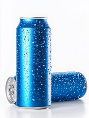 White and blue aluminum can mockup showcasing a refreshing soda and lemon drink packaging design ideal for cold beverage branding and modern creative product packaging and branding concepts