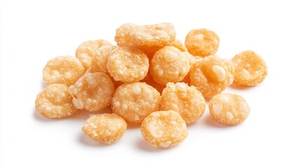 Round crispy crackers placed on a white background