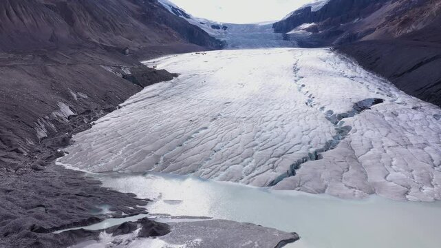 Drone shot athabasca glacier columbia icefield jasper nationalpark canada