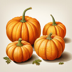 pumpkins on a white background