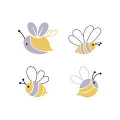 set of a cute mascot bee,  vector bee logo ideas