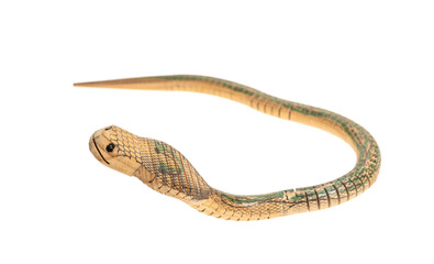 wooden snake asian toy isolated over a white background