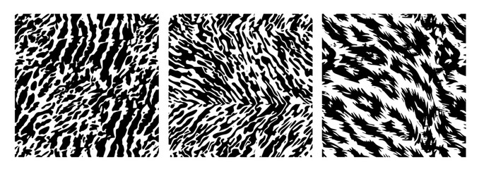 abstract animal skin patterns in black and white vector design