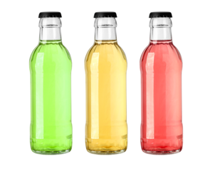 Small glass bottles with soft drinks