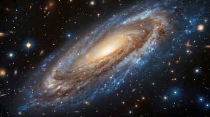 Fototapeta premium Spiral galaxy displaying stunning star formation in deep space