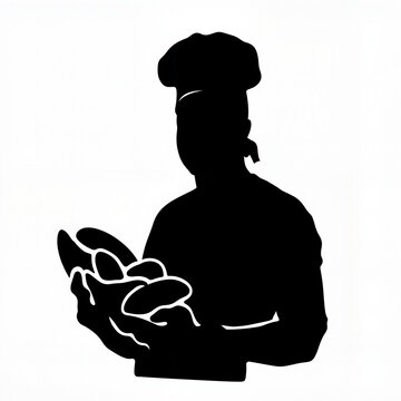 black chef holding hot dogs clip art preview