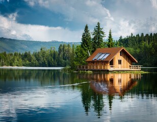 Naklejka premium house in the lake